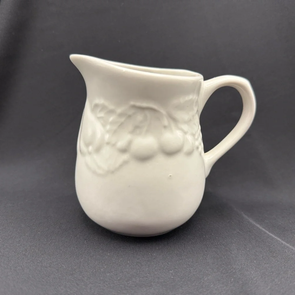 Nature Handcrafted Collection White Tabletops Unlimited Embossed Fruit Creamer